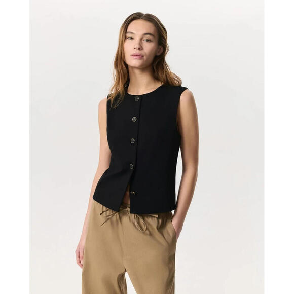 NEW, RAG & BONE Irina Button-Up Vest Black Size M #SJ1577